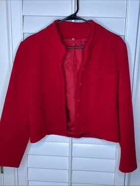 7 Collection Red Women's Cropped Wool Feel Jacket 10